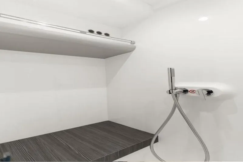 Slide: The Image of 2023 Azimut Verve 42 yacht interior shower with modern fixtures and sleek design. - 22