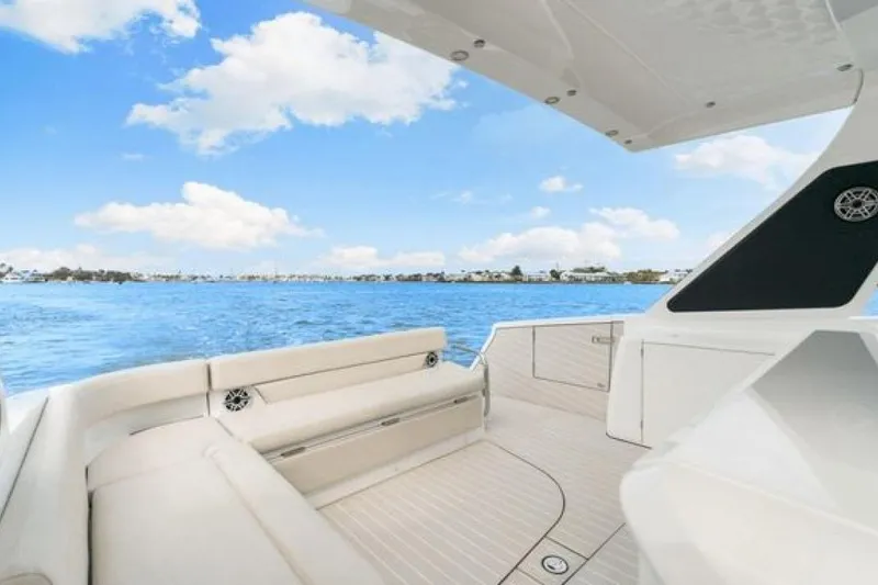 Slide: The Image of 2023 Azimut Verve 42 yacht interior with ocean view and blue sky. - 31