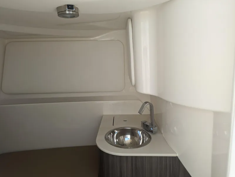 Slide: The Image of 2024 Sea Ray SDX 270 boat interior with sink and faucet. - 18