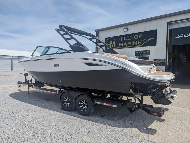 Slide: The Image of 2024 Sea Ray SDX 270 boat on trailer at Hilltop Marine. - 4