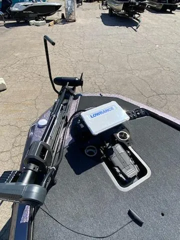 Slide: The Image of 2024 iKon LX20 boat with Lowrance fishfinder and trolling motor. - 10