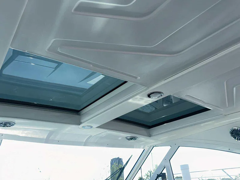 Slide: The Image of 2025 Formula 380 Super Sport Crossover OB interior with skylights and modern design. - 45