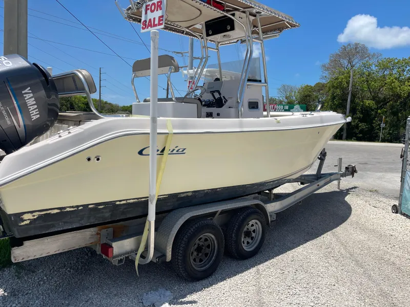 Slide: The Image of 2006 Cobia 254 Center Console boat on trailer, for sale. - 3