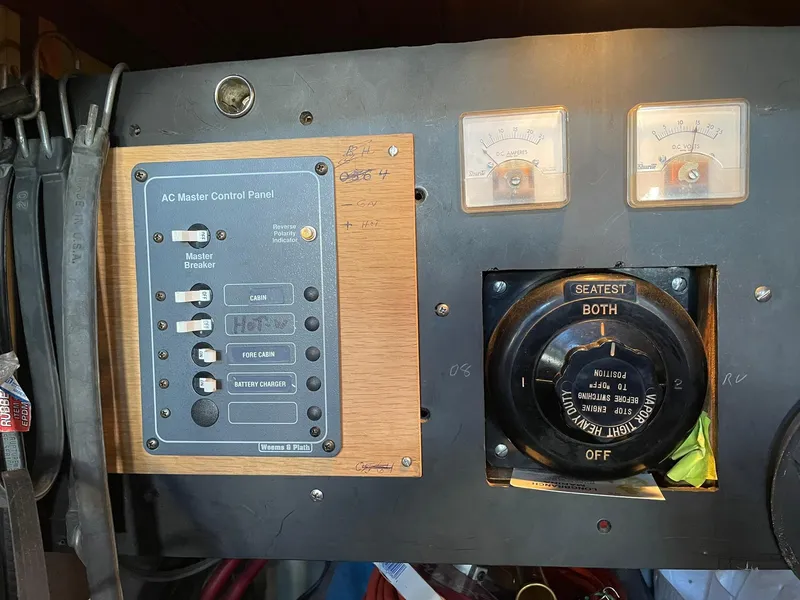Slide: The Image of 1931 Jensen Cruiser control panel with gauges and switches. - 47