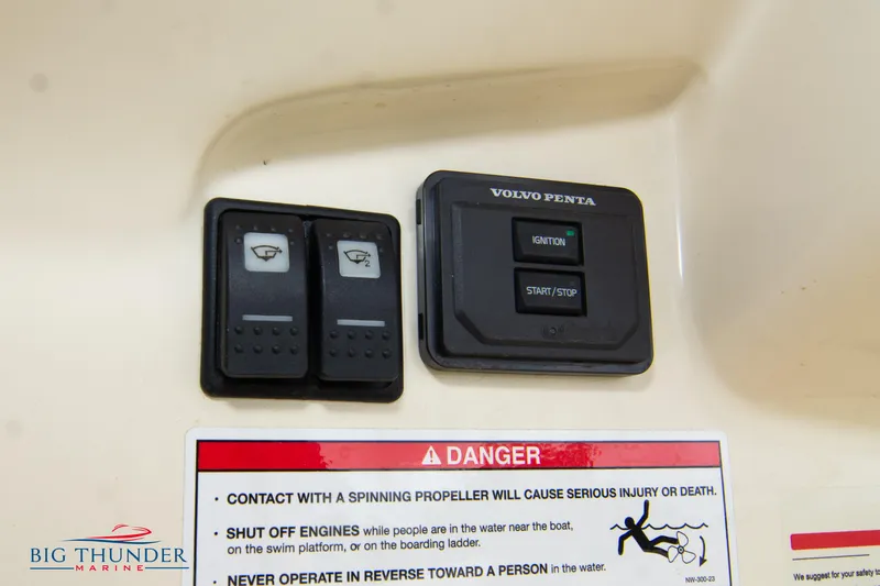 Slide: The Image of Control panel of a 2024 Capoforte CX280i boat with Volvo Penta switches. - 39