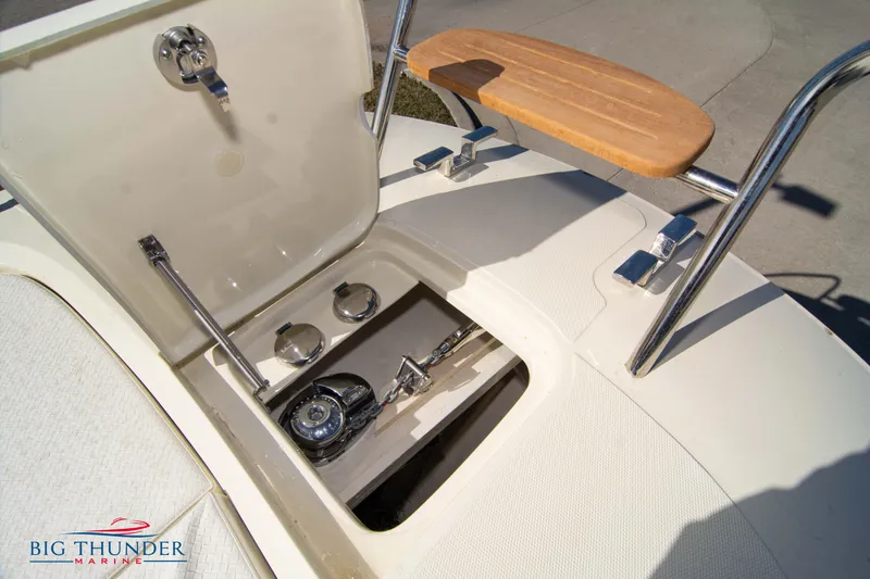 Slide: The Image of Capoforte CX280i 2024 boat storage compartment with Big Thunder Marine logo. - 47