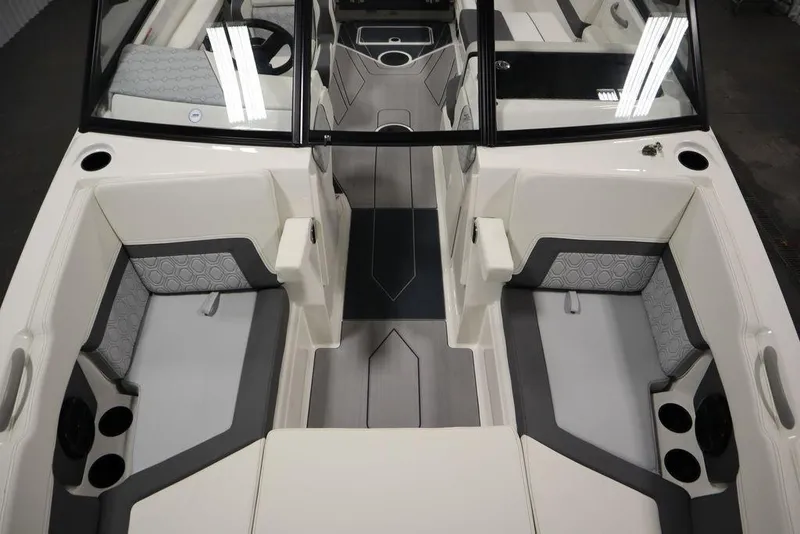Slide: The Image of 2024 Heyday H22 boat interior with dual seating and modern design. - 12