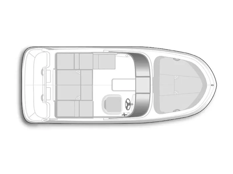 Slide: The Image of Top view of 2024 Bayliner VR4 Bowrider boat layout. - 33