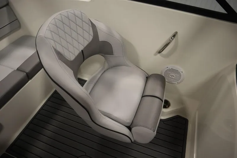 Slide: The Image of 2024 Bayliner VR4 Bowrider interior seat with diamond-stitched upholstery. - 36