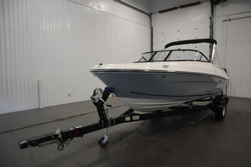 Slide: The Image of 2024 Bayliner VR4 Bowrider on trailer in indoor storage. - 42