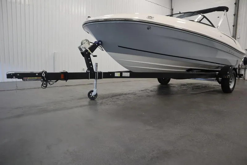 Slide: The Image of 2024 Bayliner VR4 Bowrider on trailer in indoor storage facility. - 9