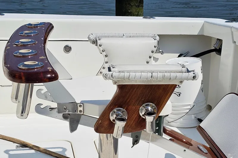 Slide: The Image of Fishing chair and rod holders on a 1999 Ocean Yachts 48 Super Sport. - 12