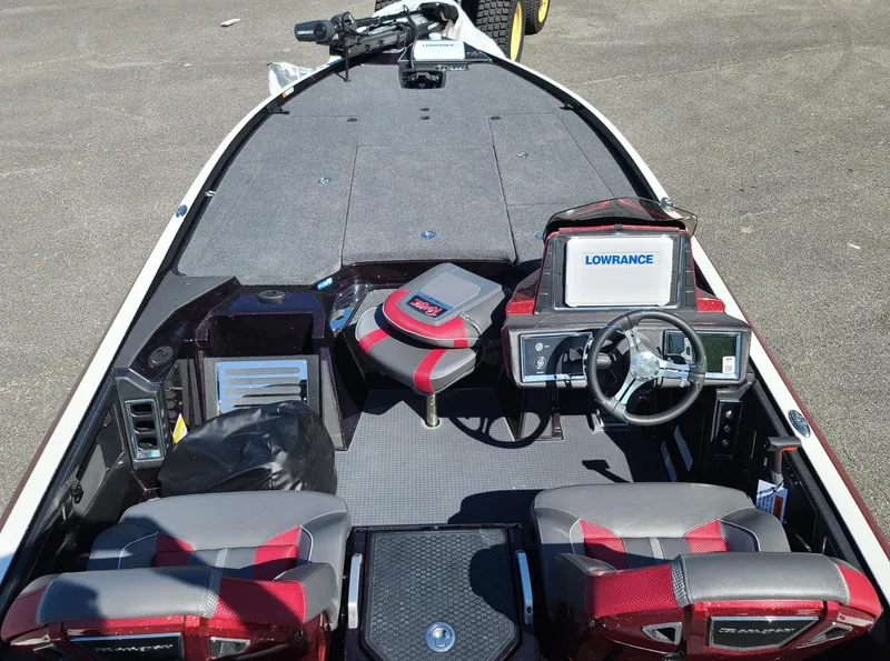 Slide: The Image of 2024 Ranger Z521R boat interior with advanced navigation system and seating. - 5