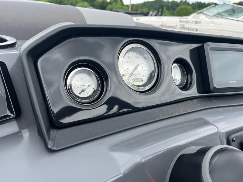 Slide: The Image of Dashboard of 2024 Bennington 20 SVSR boat with gauges and controls. - 14