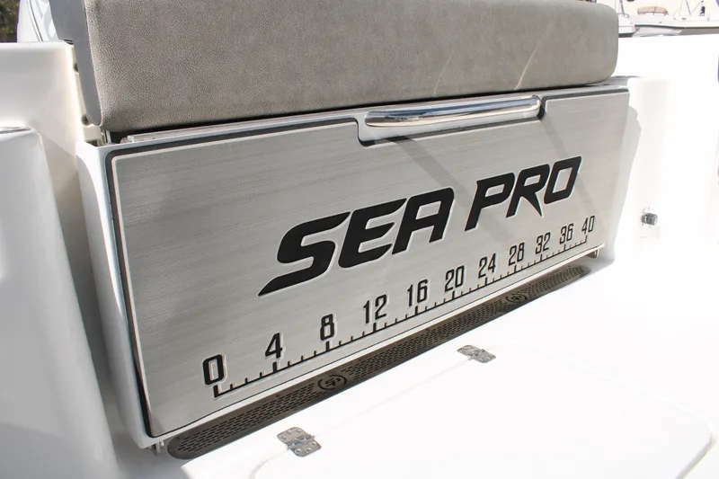 Slide: The Image of 2024 Sea Pro 240 boat with branded seating and integrated measuring scale. - 6