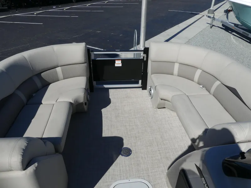Slide: The Image of 2023 Silver Wave 2410 SW3 RLP pontoon boat with spacious seating area. - 8