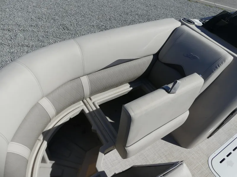 Slide: The Image of 2023 Silver Wave 2410 SW3 RLP boat interior seating with beige upholstery. - 9