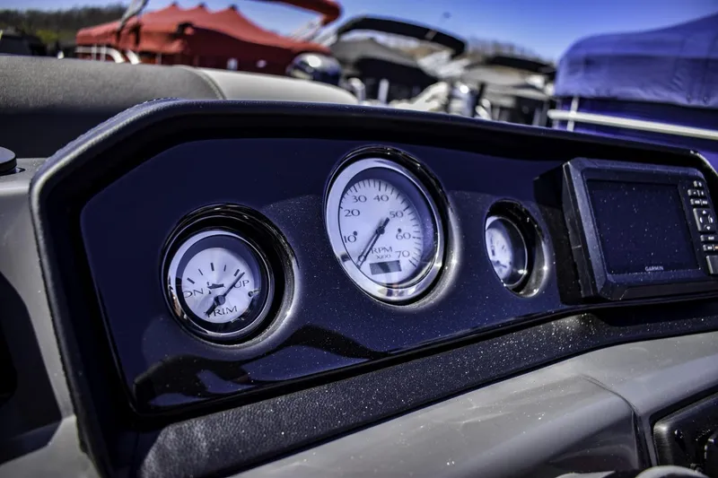Slide: The Image of Dashboard of 2024 Bennington 22 SVSB boat with gauges and navigation system. - 15