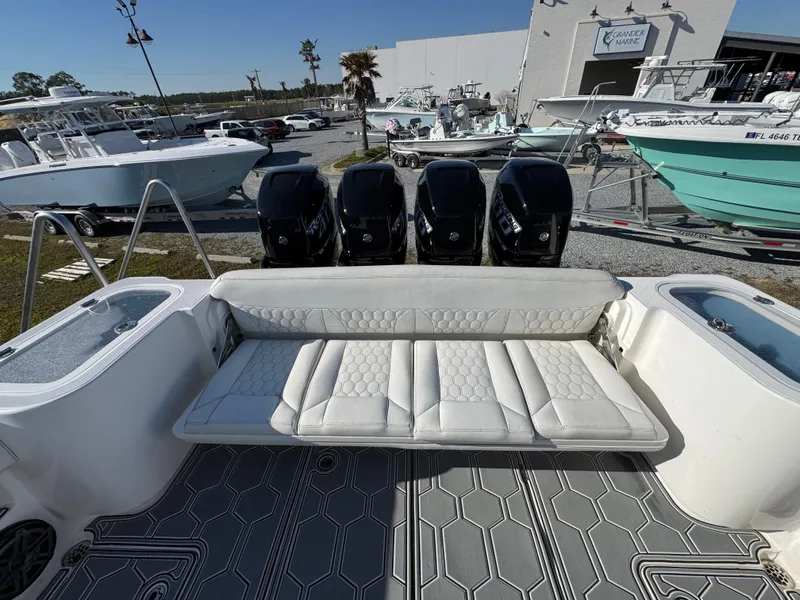 Slide: The Image of Luxury Blackwater 43SF boat with quad engines and spacious seating, 2019 model. - 35