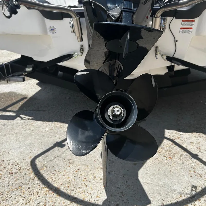 Slide: The Image of Close-up of a 2022 Tahoe T18 boat propeller. - 17