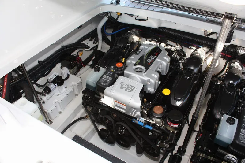 Slide: The Image of Engine compartment of a 2025 Formula 350 Sun Sport boat. - 14