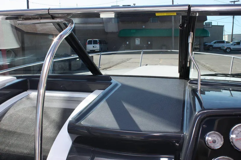 Slide: The Image of 2025 Formula 350 Sun Sport boat dashboard and windshield. - 35