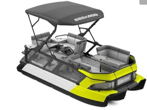 The Image of 2024 Sea-Doo Switch Cruise 18 pontoon boat with canopy and seating. - 1
