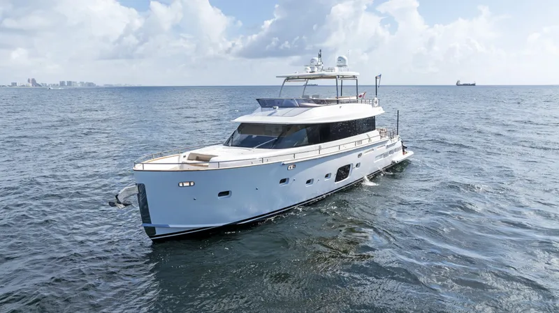 Slide: The Image of Azimut Magellano 76 yacht cruising on open sea, 2016 model. - 12