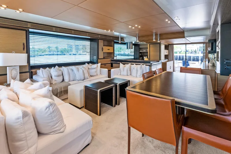 Slide: The Image of Luxurious interior of 2016 Azimut Magellano 76 yacht with modern furnishings and elegant design. - 19