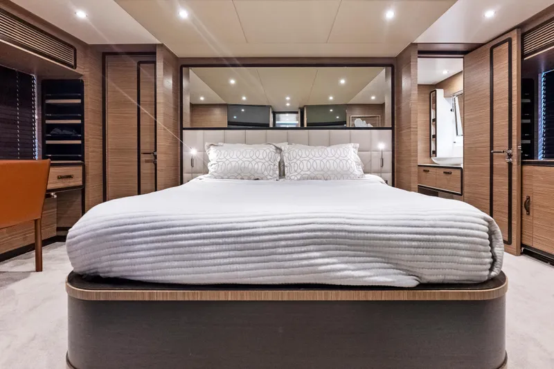 Slide: The Image of Luxurious bedroom interior of 2016 Azimut Magellano 76 yacht with modern design. - 28