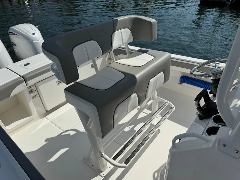 Slide: The Image of 2024 Regulator 23 boat seating with sleek design and comfortable upholstery. - 39