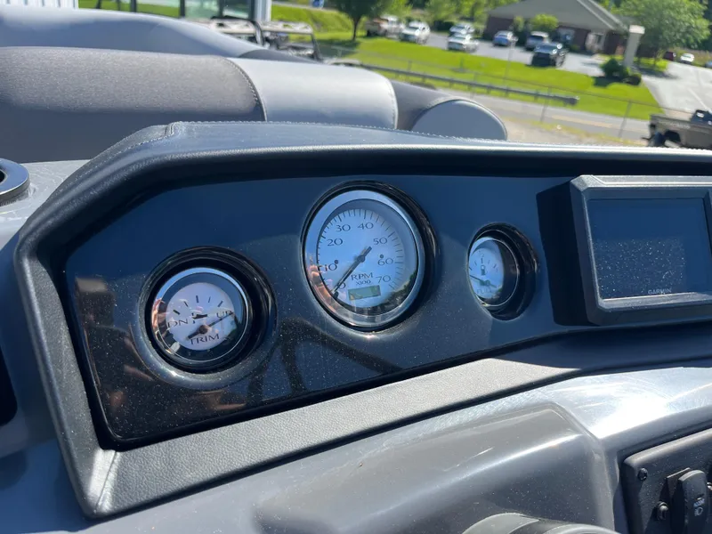 Slide: The Image of Dashboard of 2024 Bennington 22 SVSR boat with gauges and display. - 17