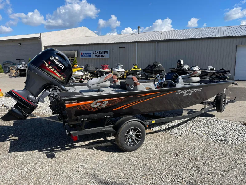 Slide: The Image of 2024 G3 Sportsman 1710 PFX fishing boat with Yamaha outboard motor at Lakeview Marine. - 1