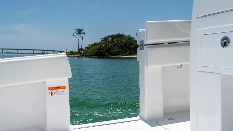 Slide: The Image of View from the deck of a 2024 Invincible 40' Catamaran on the water. - 34