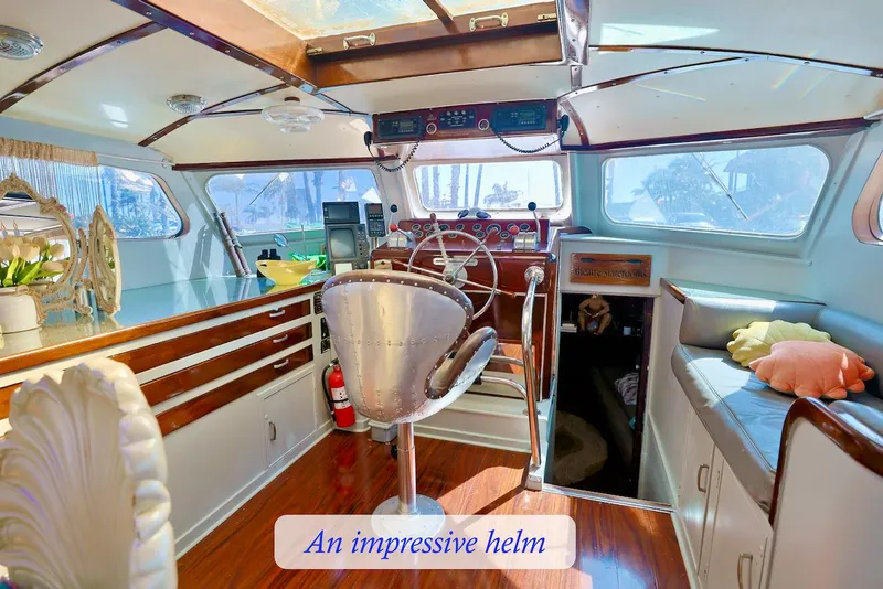 Slide: The Image of Interior of a 1945 Custom MOTOR YACHT with impressive helm. - 15