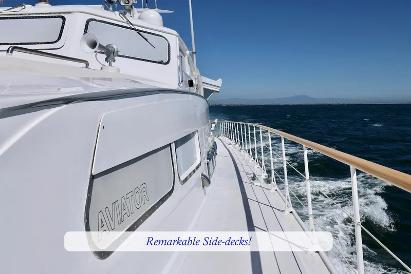 Slide: The Image of Custom 1945 Motor Yacht with remarkable side-decks at sea. - 4