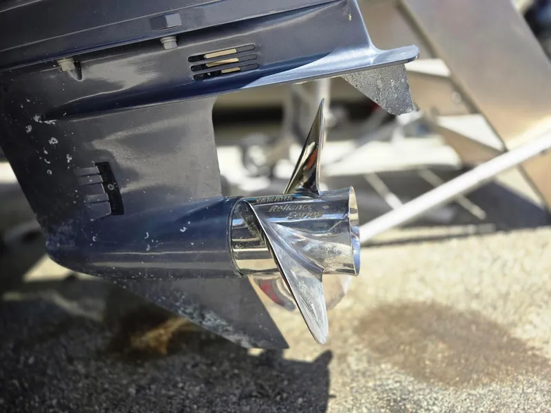 Slide: The Image of Close-up of a 2021 Chaparral 230 boat propeller. - 2