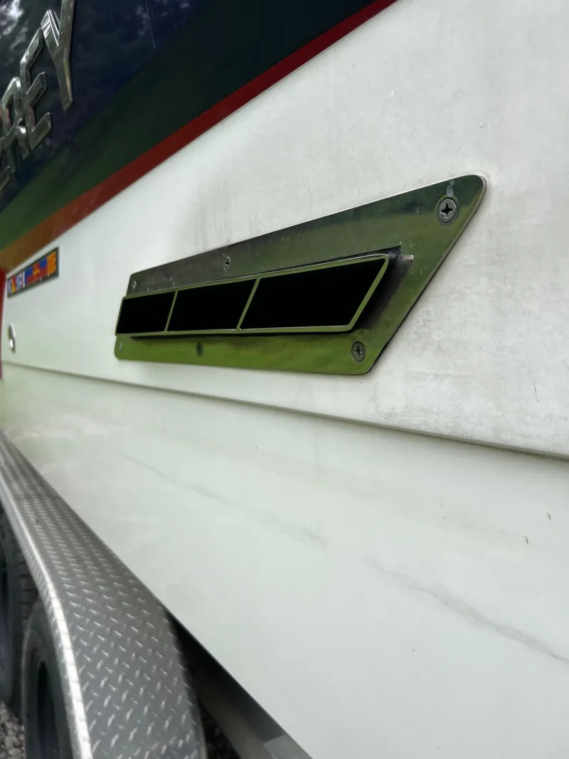 Slide: The Image of Close-up of a 2016 Monterey 328SS boat side vent. - 26