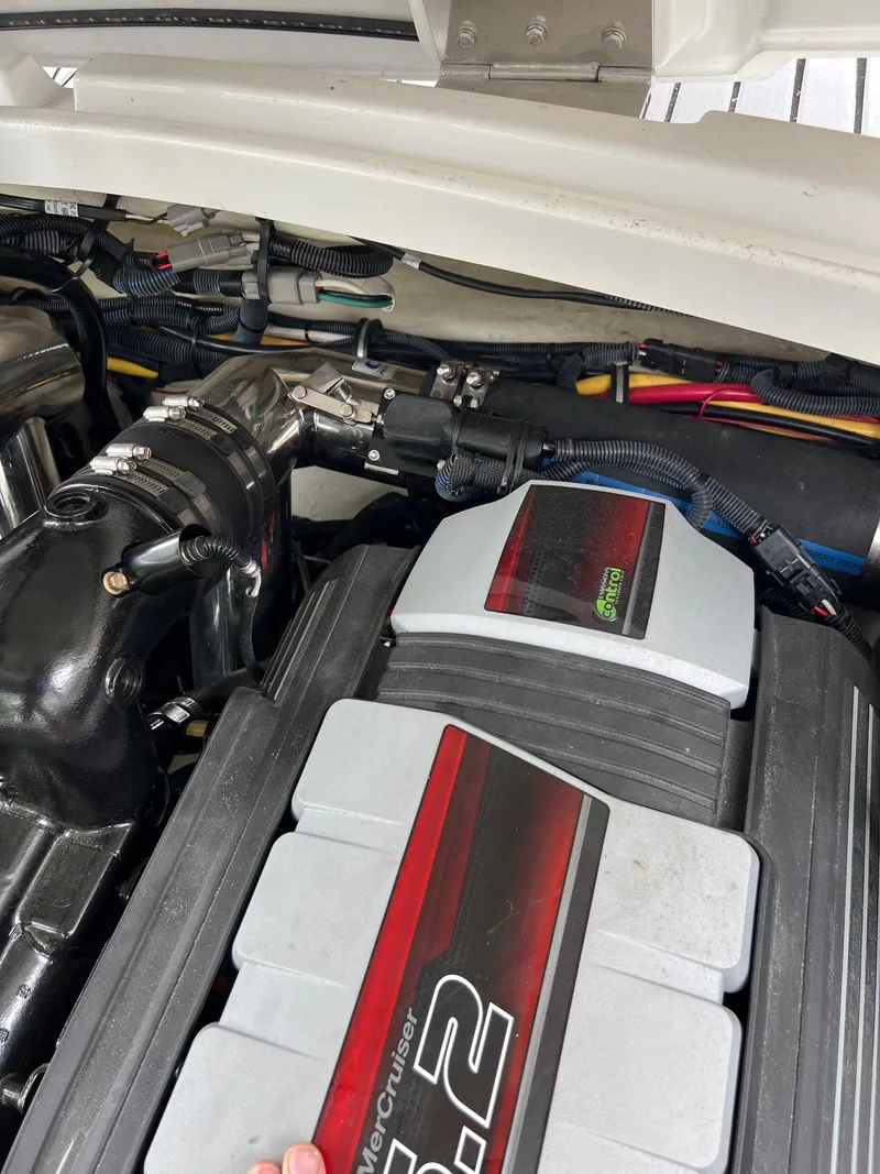 Slide: The Image of 2016 Monterey 328SS boat engine compartment with MerCruiser 8.2 engine. - 7