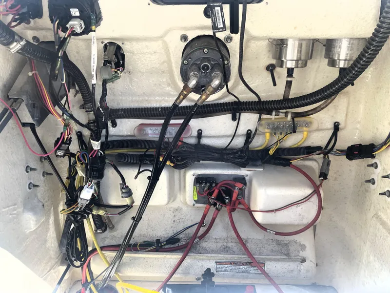 Slide: The Image of 2018 Robalo 206 Cayman boat wiring and engine components. - 46