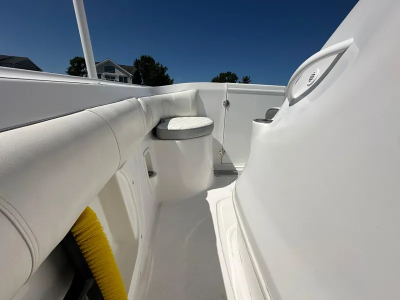 Slide: The Image of Interior seating area of a 2020 Glasstream 280 SCX boat under clear blue sky. - 23