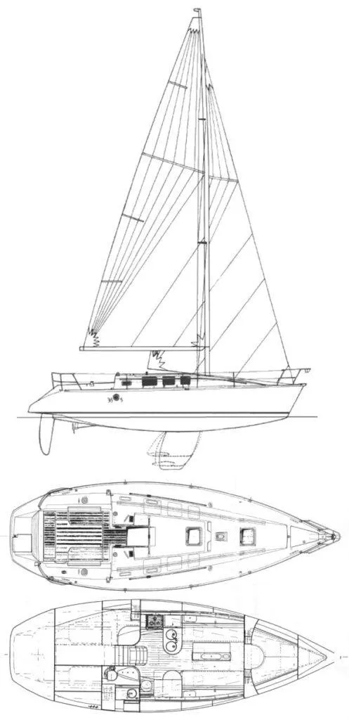 Slide: The Image of Beneteau First 35s5 1992 sailboat design and layout. - 13
