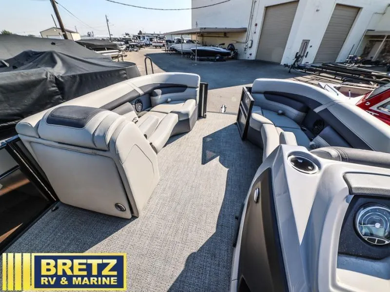 Slide: The Image of 2024 Cabrio Ultra-Entertainer C24UE pontoon boat interior at Bretz RV & Marine. - 15