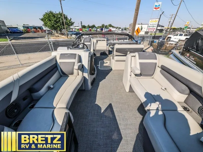 Slide: The Image of 2024 Cabrio Ultra-Entertainer C24UE pontoon boat interior at Bretz RV & Marine. - 16