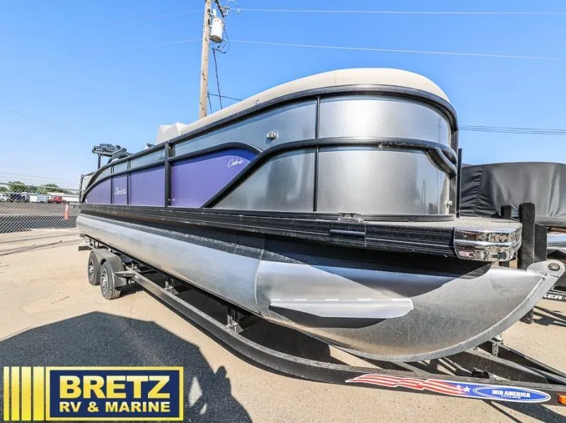Slide: The Image of 2024 Cabrio Ultra-Entertainer C24UE pontoon boat on trailer at Bretz RV & Marine. - 7