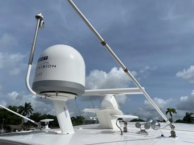 Slide: The Image of 2019 Tiara Yachts C53 Coupe radar and satellite equipment on deck. - 4