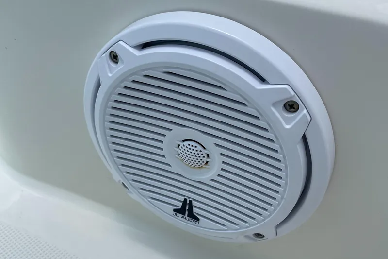 Slide: The Image of Close-up of JL Audio speaker on 2016 Skeeter SX 240 boat. - 14