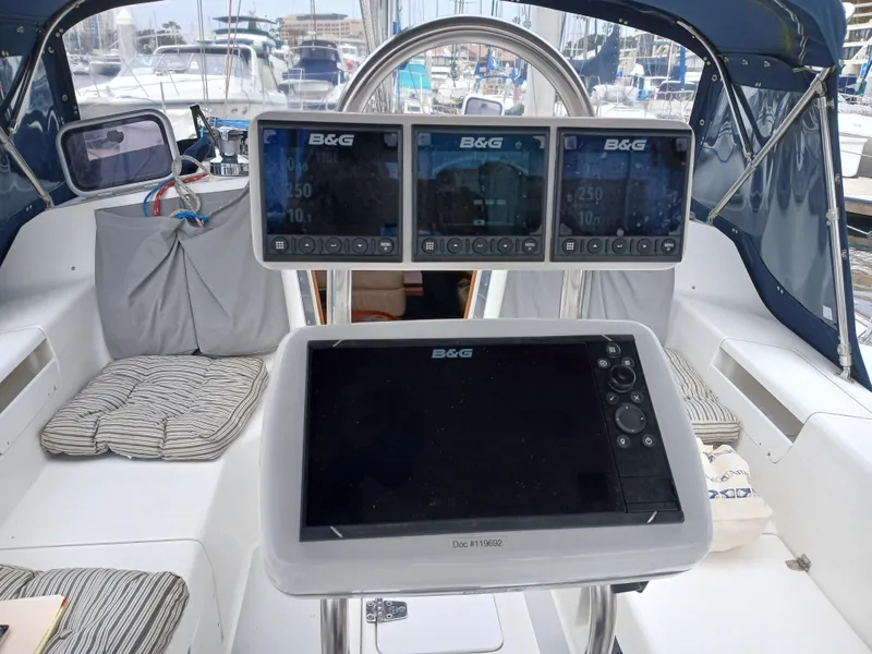 Slide: The Image of Cockpit of 2002 Catalina 42 MK 2 sailboat with B&G navigation displays. - 4