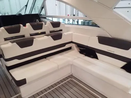 Slide: The Image of 2021 Formula 430 Super Sport Crossover interior seating area. - 10