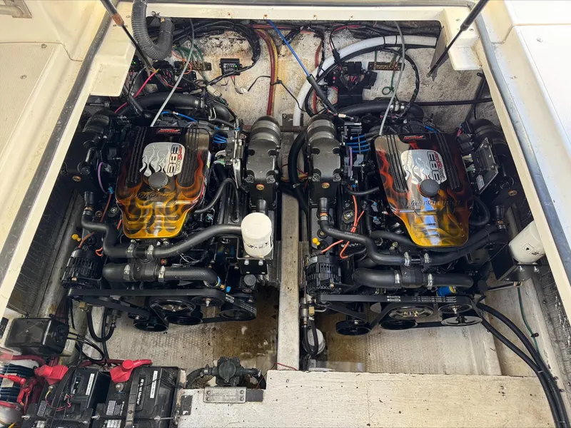 Slide: The Image of Engine room of a 2004 Cruisers Yachts 320 Express with twin engines. - 24
